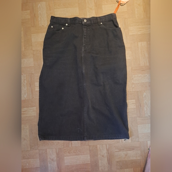 RALPH LAUREN - Brown Denim Vintage Skirt - Size Large - Made in USA 1980's - Picture 3 of 11
